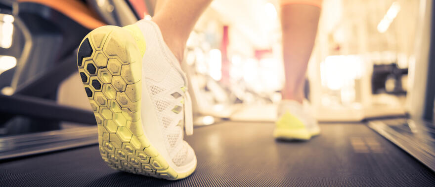 Walking on treadmill
